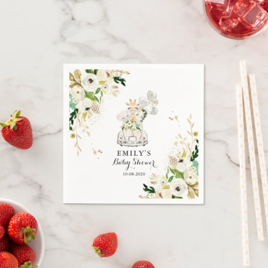 Greenery Gold Safari-dieren rijden op Baby shower Servet (Insitu)