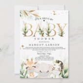 Greenery Gold Safari , een Baby shower Kaart (Voorkant)
