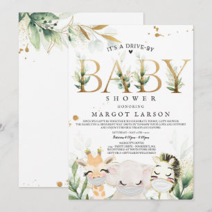 Greenery Gold Safari , een Baby shower Kaart