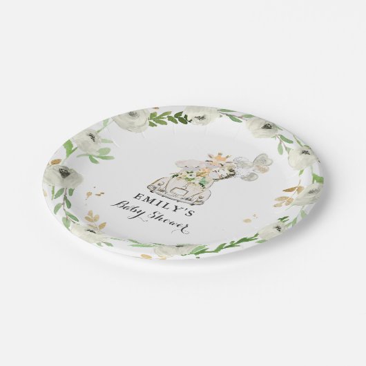 Greenery Gold Safari , een Baby shower Papieren Bordje (Gekanteld)