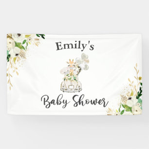 Greenery Gold Safari , een Baby shower Spandoek