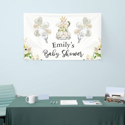 Greenery Gold Safari , een Baby shower Spandoek (Beurs)