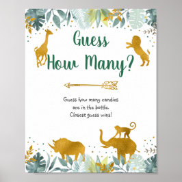 Greenery Gold Safari raden hoeveel spelbreker Poster