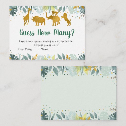 Greenery Gold Safari wilde weten hoeveel game Informatiekaartje (Voorkant / Achterkant)