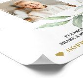 Greenery Gold Share a Memory Funeral Kaart Sign Poster (Hoek)