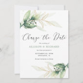 Greenery Gold simpel Verander de datum bruiloft Kaart (Voorkant)