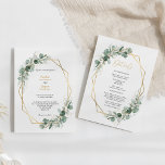 Greenery Gold Simple-details in één bruiloft Kaart<br><div class="desc">Deze grove gouden details allemaal in één huwelijksuitnodigingsontwerp zijn eenvoudig te mengen en coördinerende stijlen in zwart-wit aan te passen, met delicate groene elementen, die een grijze bloei mogelijk maken rond eenvoudige, geavanceerde typografie en een prachtig, minimaal kalligrafiescript. De waterverf eucalyptus en andere botanische bladeren zijn prachtig doorheen, met donkere...</div>