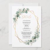 Greenery Gold Simple Monogram in één bruiloft Kaart (Achterkant)