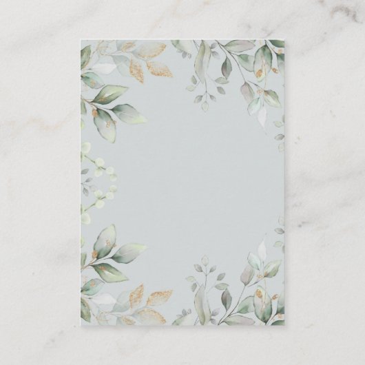 Greenery Gold Teddy Bear Diaper Raffle Baby shower Informatiekaartje (Achterkant)