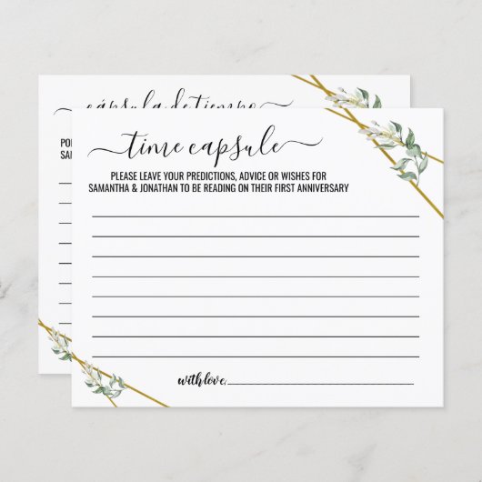 Greenery Gold Time capsule advies tweetalige kaart (Voorkant / Achterkant)