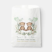 Greenery Gold Twin Teddy Bear-ballon Baby shower Bedankzakje (Voorkant)