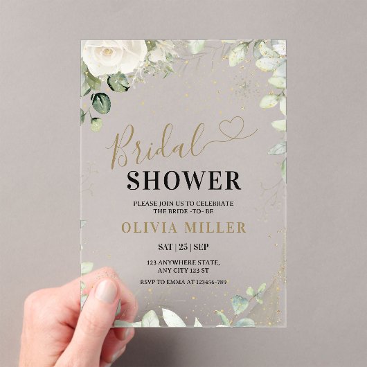 Greenery Gold Vrijgezellenfeest Uitnodigen, Eucaly Acryl Uitnodigingen (Insitu (Draagbaar))