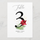 Greenery + Gold Waterverf Vakantie Tabel Nummer 3 Programmakaart (Achterkant)