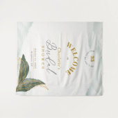 Greenery Gold Waterverf Vrijgezellenfeest Welkom Wandkleed (Voorkant (horizontaal))