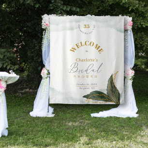 Greenery Gold Waterverf Vrijgezellenfeest Welkom Wandkleed