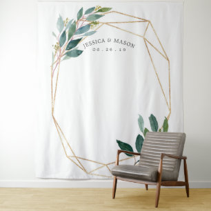 Greenery Gold Wedding Backdrop Foto Booth Wandkleed