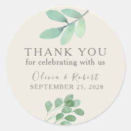 Greenery Gold Wedding Bedankt Sticker