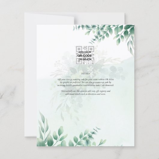 Greenery Gold Wedding Eucalyptus lekt QR CODE (Achterkant)