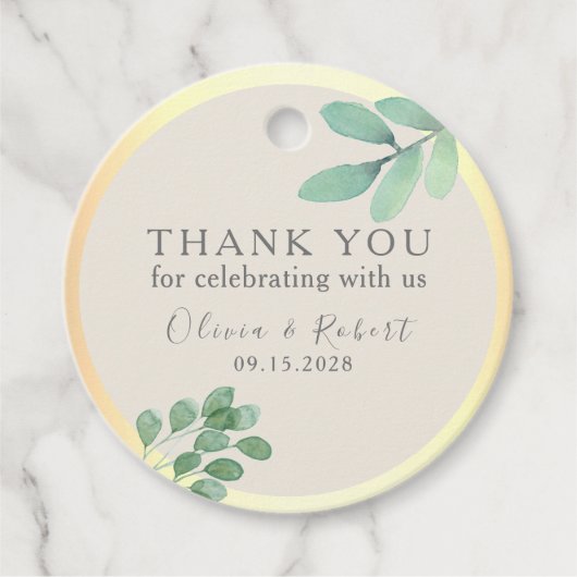 Greenery Gold Wedding Favoriete Labels (Voorkant)