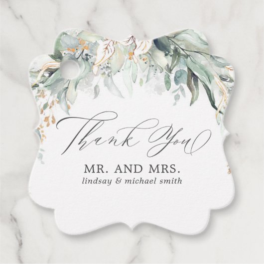 Greenery Gold Wedding Hartelijk dank Bedankjes Labels (Voorkant)