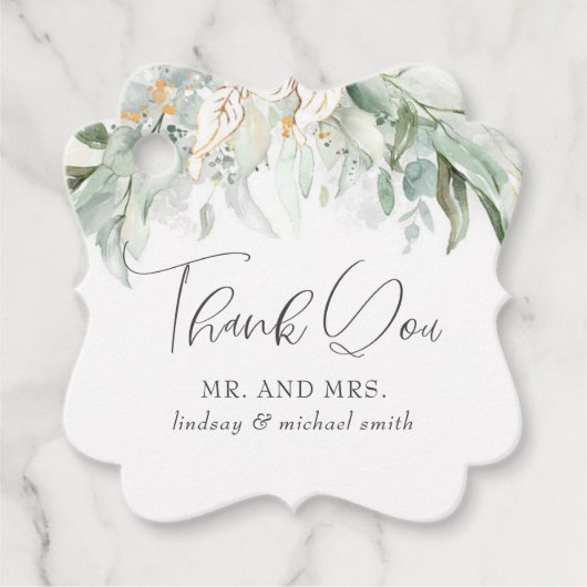 Greenery Gold Wedding Hartelijk dank Bedankjes Labels (Voorkant)