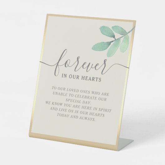 Greenery Gold Wedding Memorial Sign Reclamebord Met Voetstuk (Voorkant)