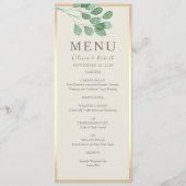 Greenery Gold Wedding Menu Kaart (Voorkant)