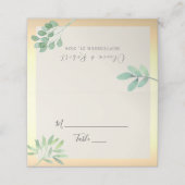 Greenery Gold Wedding Place Card Plaatskaartje (Buitenkant ongevouwen)