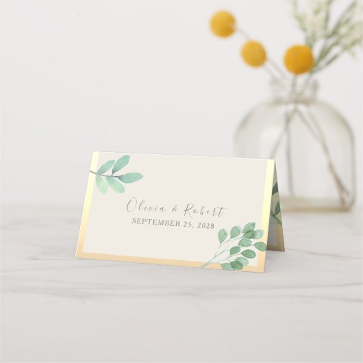 Greenery Gold Wedding Place Card Plaatskaartje (Achterkant)