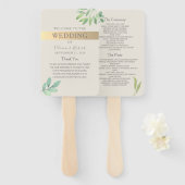 Greenery Gold Wedding Program Fan Handwaaier (Voorkant en achterkant)