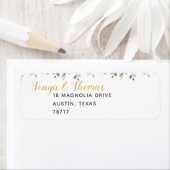 Greenery & Gold Wedding Return-adres Etiket (Insitu)