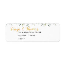 Greenery & Gold Wedding Return-adres