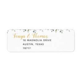 Greenery & Gold Wedding Return-adres Etiket