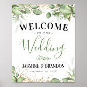 Greenery Gold Welcome Wedding Sjabloon Poster (Voorkant)