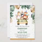 Greenery Gold Wild One Safari Animals 1e Bithday Kaart (Voorkant)