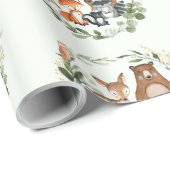 Greenery Gold Woodland Forest Baby Animals Cadeaupapier (Rol Hoek)
