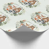 Greenery Gold Woodland Forest Baby Animals Cadeaupapier (Hoek)
