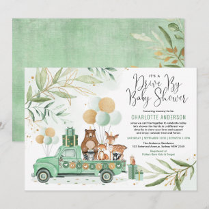Greenery Gold Woodland rijden door Baby shower Kaart