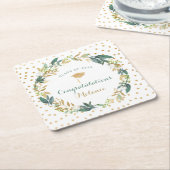 Greenery Gold Wreath afstudeerfeest decor Kartonnen Onderzetters (Schuin)