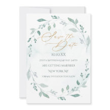 Greenery Gold WreatWaterverf Save the Date