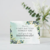 Greenery Gold zal je mijn bruidsmeisje uitnodiging (Staand voorkant)