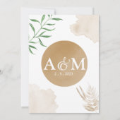 Greenery Golden Lijst Waterverf Wedding Kaart (Achterkant)