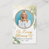 Greenery Goldish Photo Funeral Prayer Kaart Visitekaartje (Voorkant)