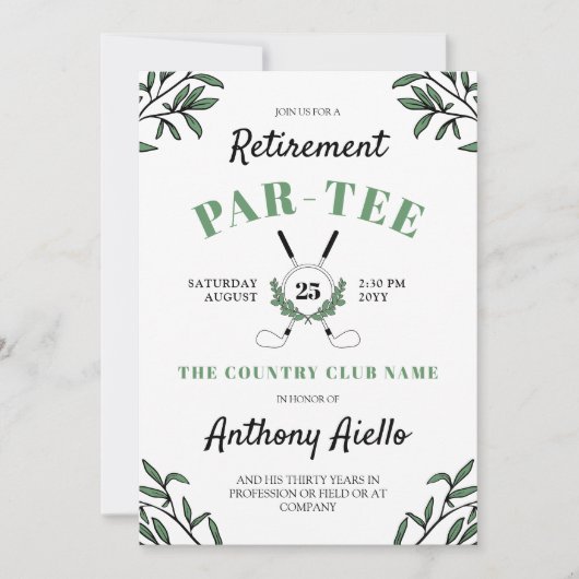 Greenery Golf Thlerement Party Kaart (Voorkant)