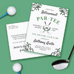 Greenery Golf ThMED Retirement Par-T-shirt Briefkaart<br><div class="desc">Een golf-gepensioneerde briefkaart in wit en groen met groen en een golfbal en gekruiste golfclubs.</div>