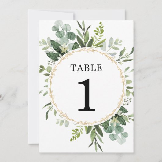 Greenery goud eucalyptus 5"x7" tafelnummers (Voorkant)