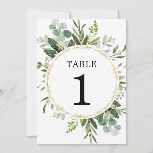 Greenery goud eucalyptus 5"x7" tafelnummers (Achterkant)