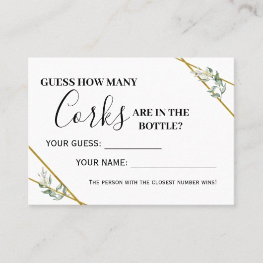 Greenery goud Hoeveel kurken tweetalige spelkaart Plaatskaartje (Voorkant)