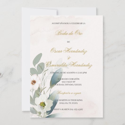 Greenery gouden bruiloft kaart (Voorkant)