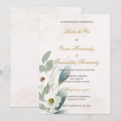 Greenery gouden bruiloft kaart (Voorkant / Achterkant)